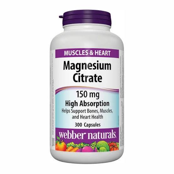 مکمل منیزیم سیترات ۱۵۰ میلی‌گرم ۳۰۰ عددی Webber Naturals