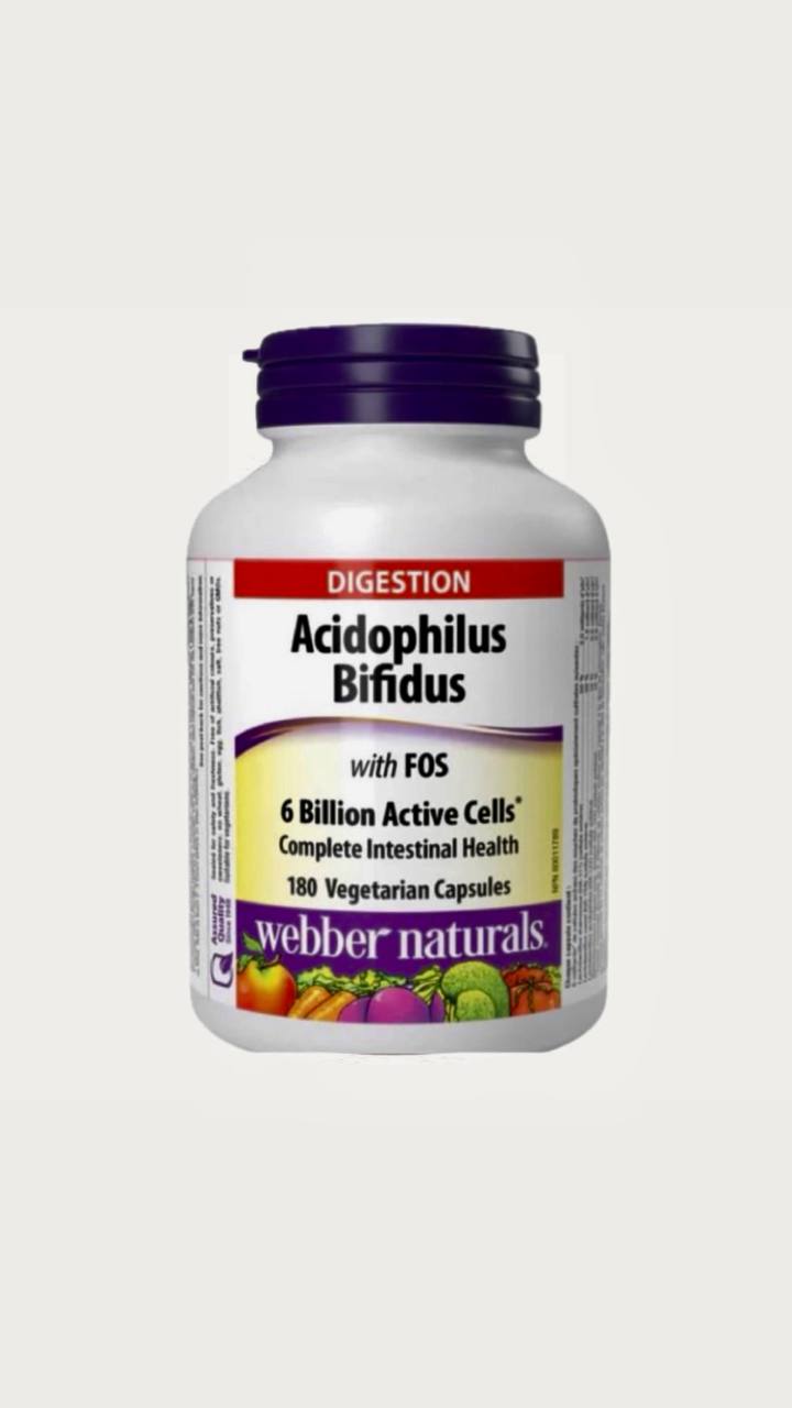 پروبیوتیک اسیدوفیلوس + بیفیدوس  ۶۰ عددی  Webber Naturals